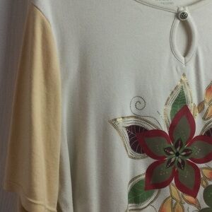 Floral Print Women's Top - White and Cream